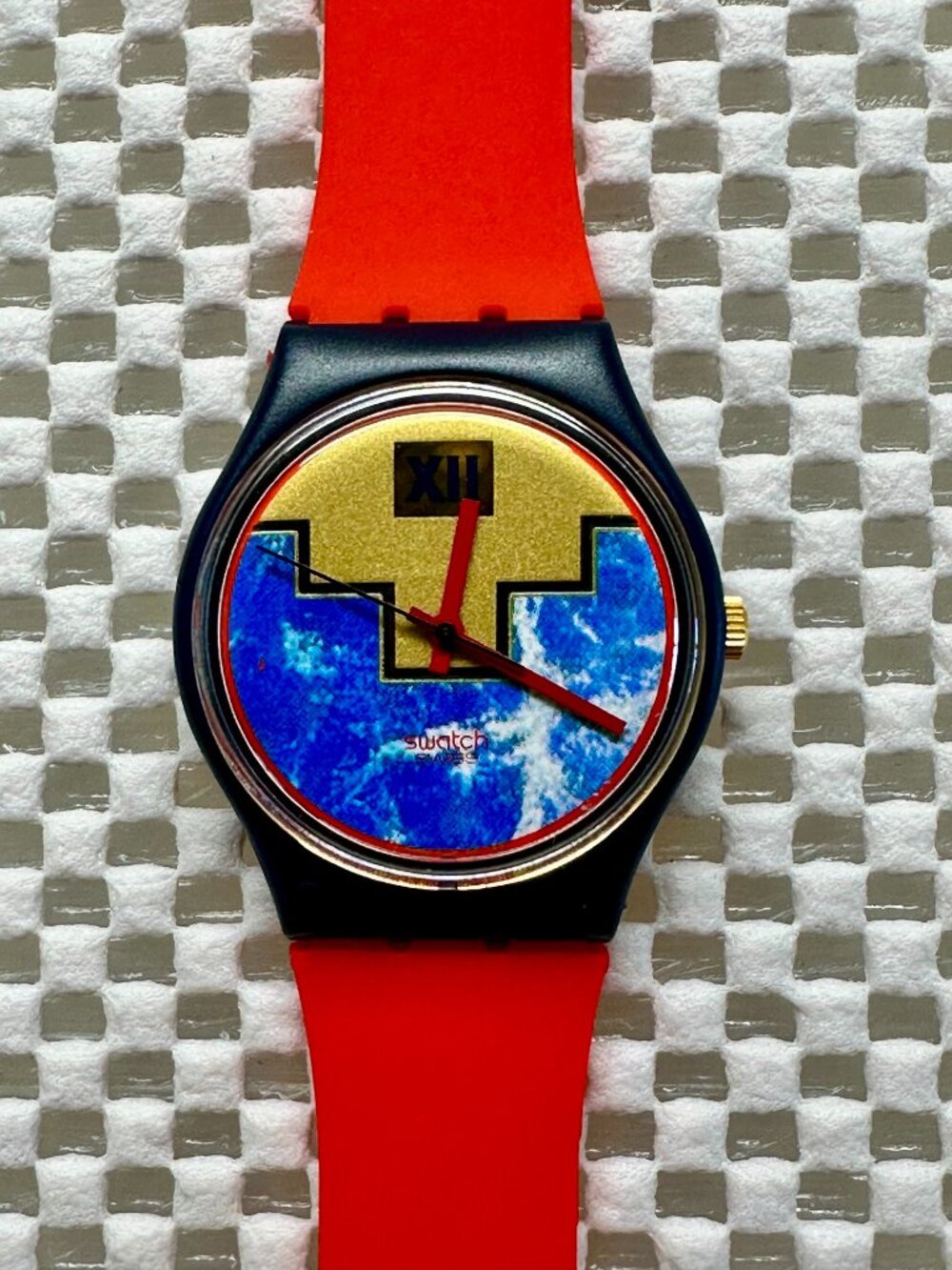Swatch Watch Blue Flamingo GN114 Vintage 1991